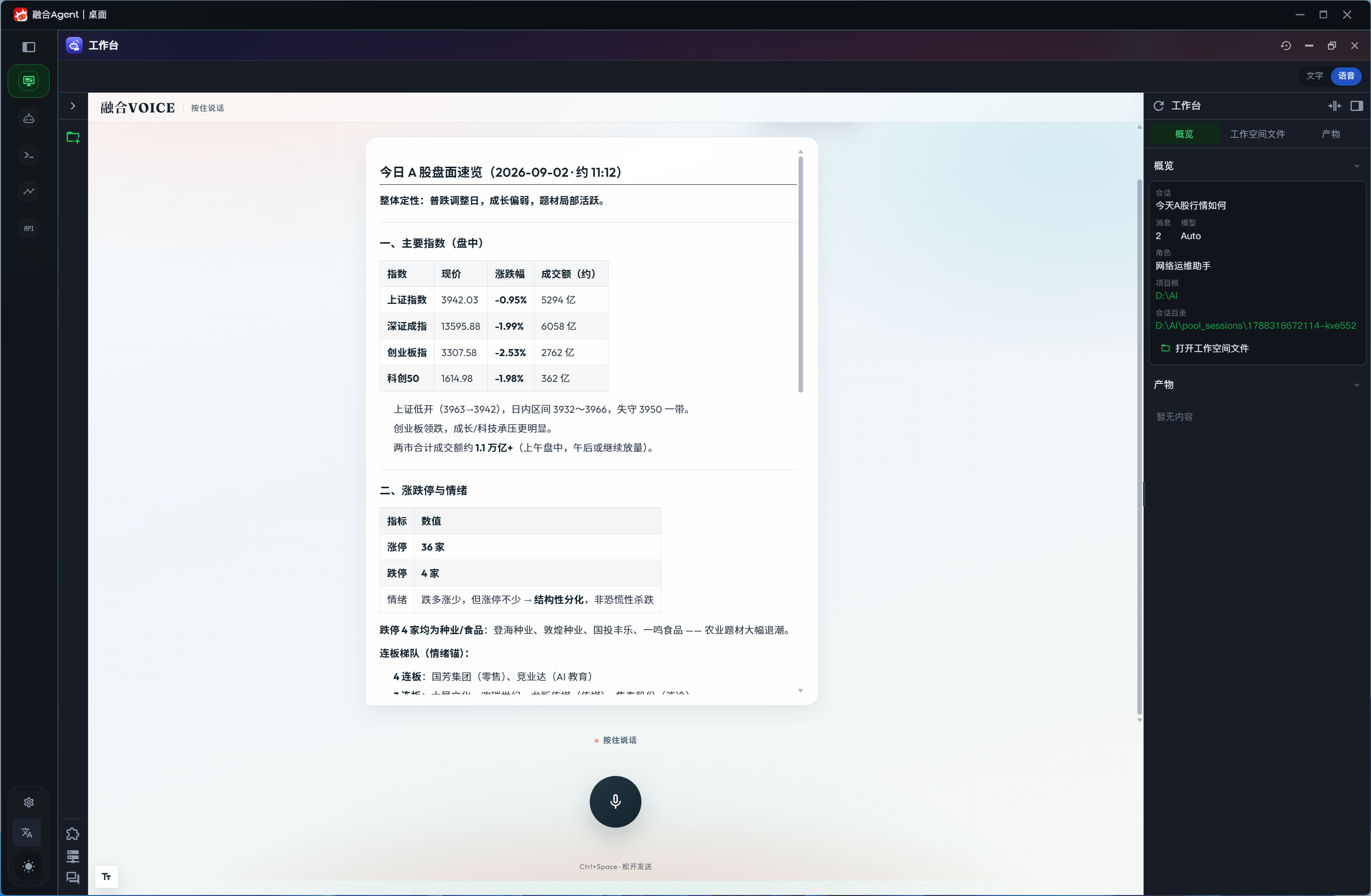 AI 工作台 — 融合 VOICE 语音